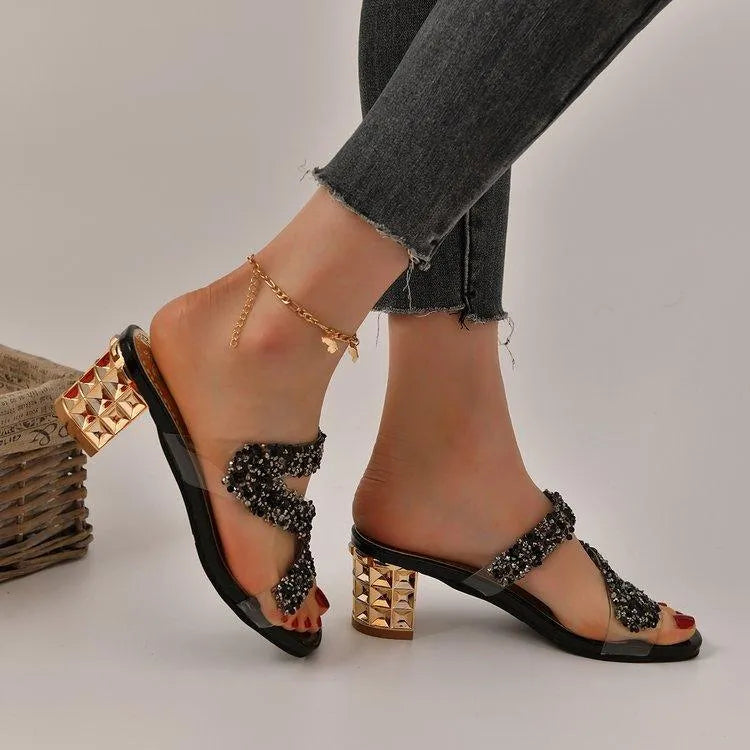Elarova | Sandalen mit Absätzen und Pailletten