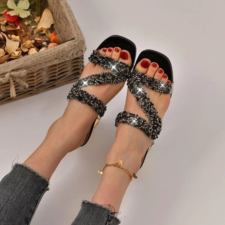 Elarova | Sandalen mit Absätzen und Pailletten