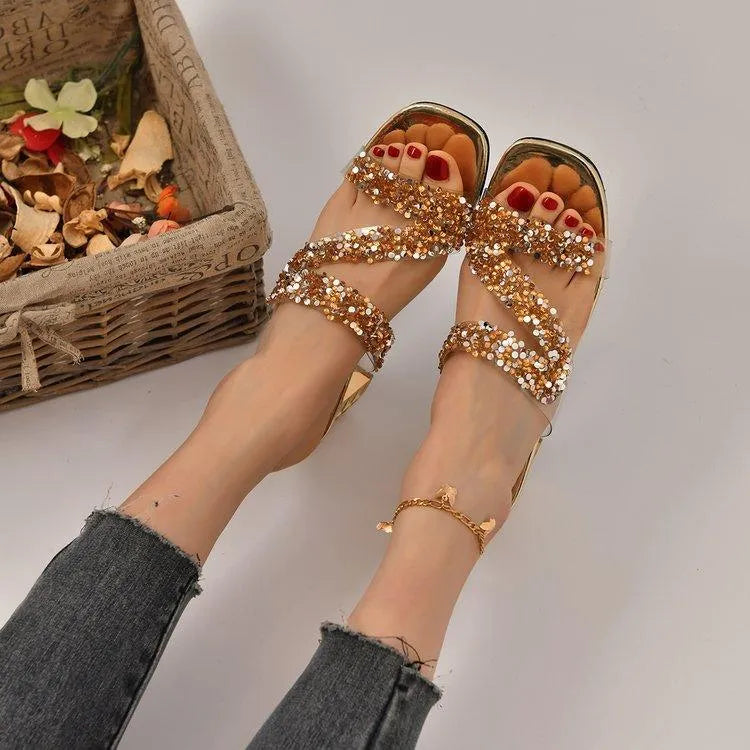 Elarova | Sandalen mit Absätzen und Pailletten