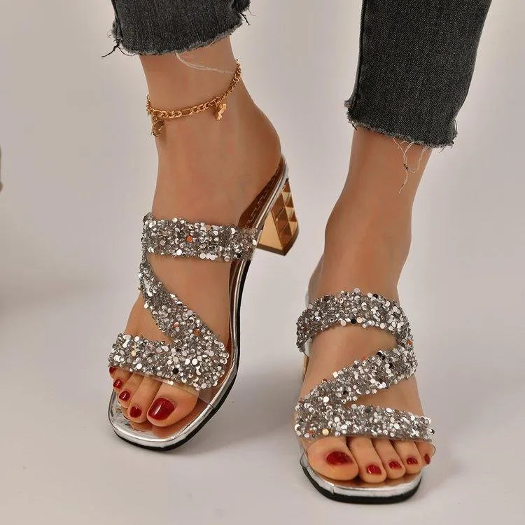 Elarova | Sandalen mit Absätzen und Pailletten