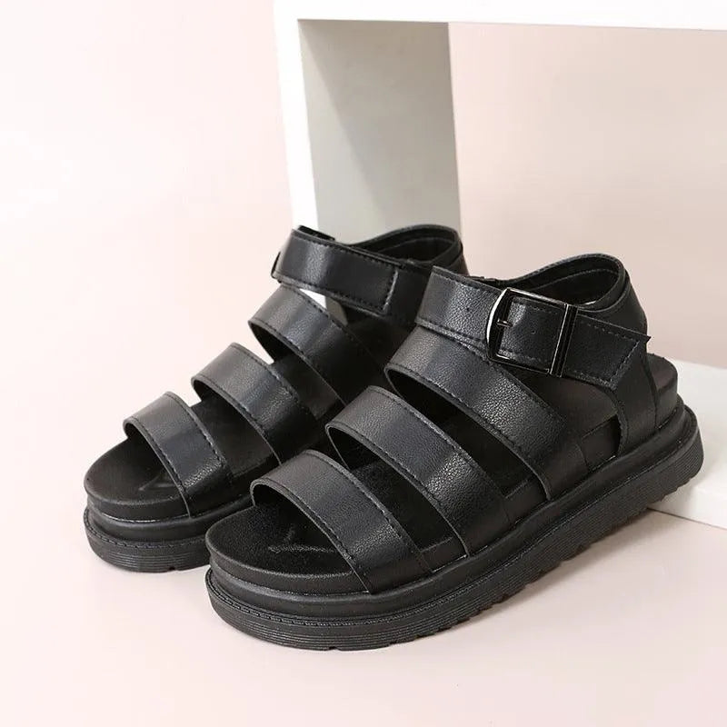 Elarova | Sandals with buckle and platform with open toes