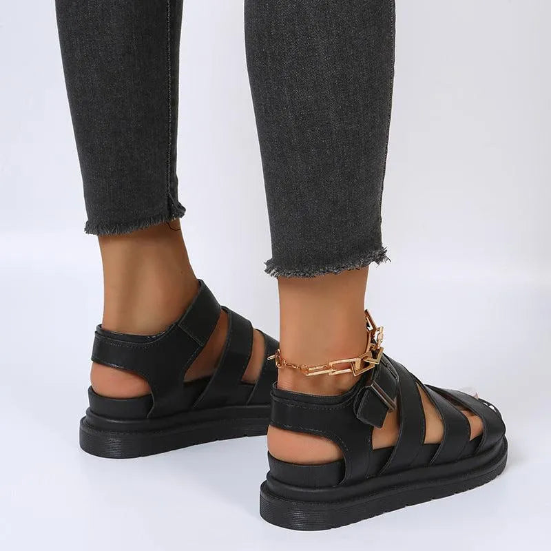 Elarova | Sandals with buckle and platform with open toes