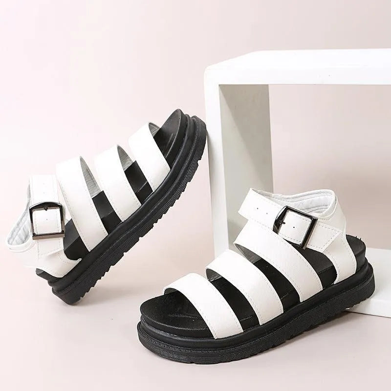 Elarova | Sandals with buckle and platform with open toes