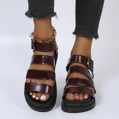 Elarova | Sandals with buckle and platform with open toes