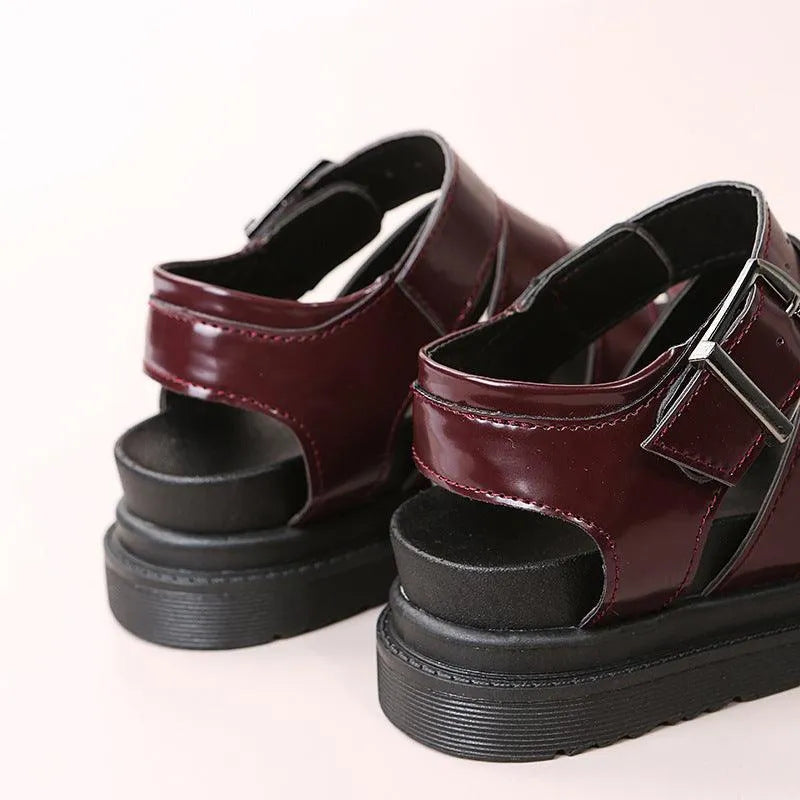 Elarova | Sandals with buckle and platform with open toes