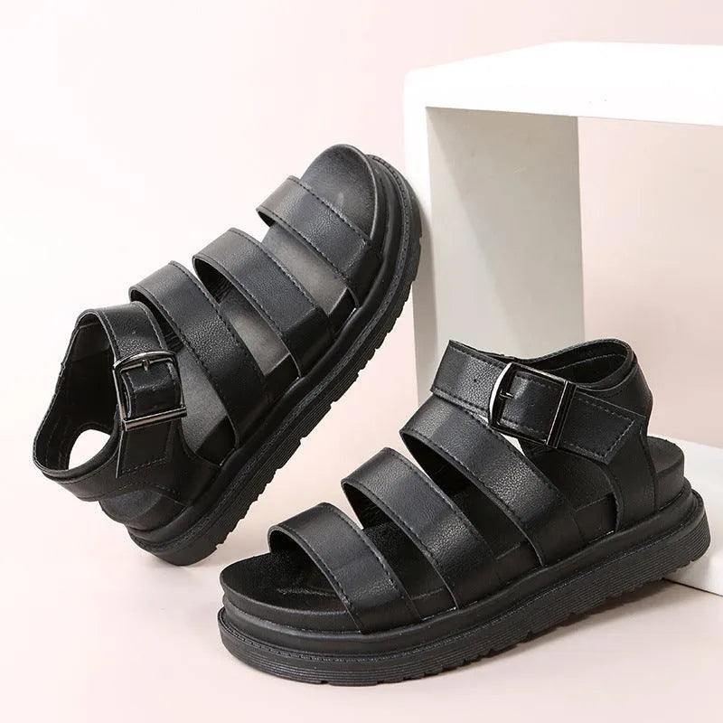 Elarova | Sandals with buckle and platform with open toes