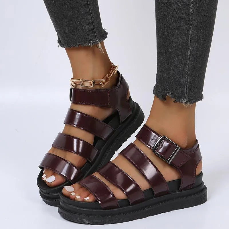 Elarova | Sandals with buckle and platform with open toes