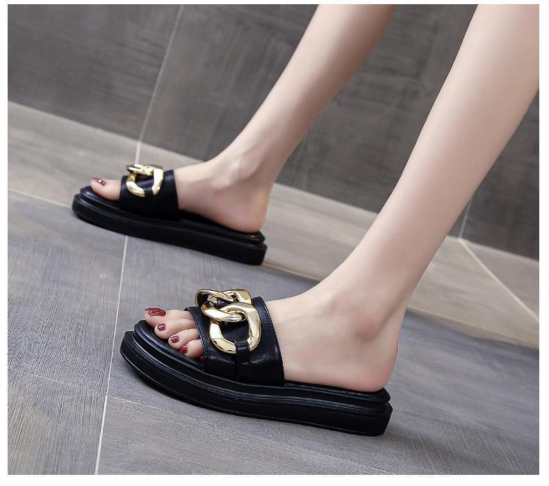 Elarova | Sandals women with platform and golden chain