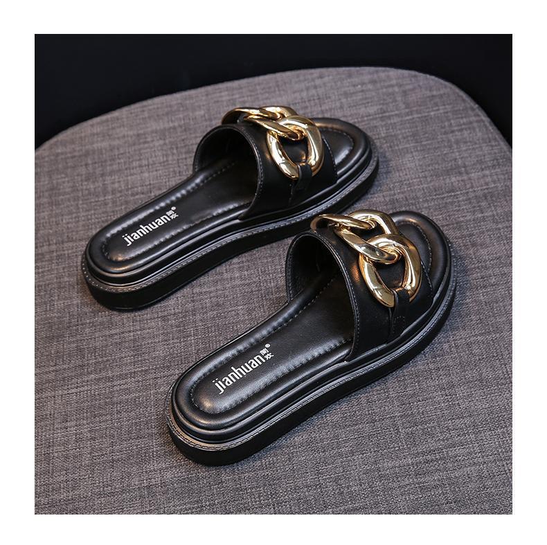 Elarova | Sandals women with platform and golden chain