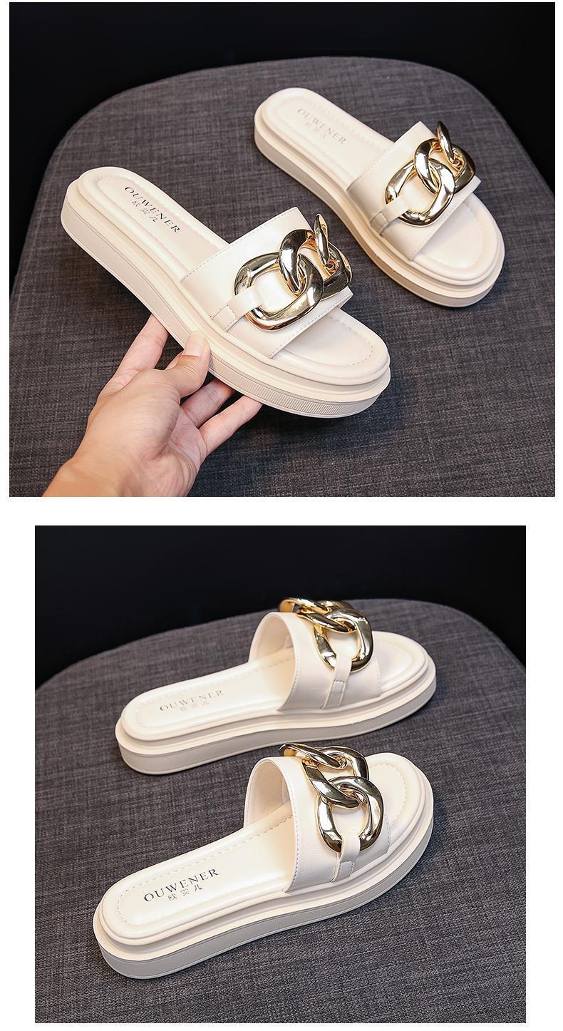 Elarova | Sandals women with platform and golden chain