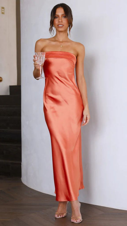 Elarova Satin Tube Dress