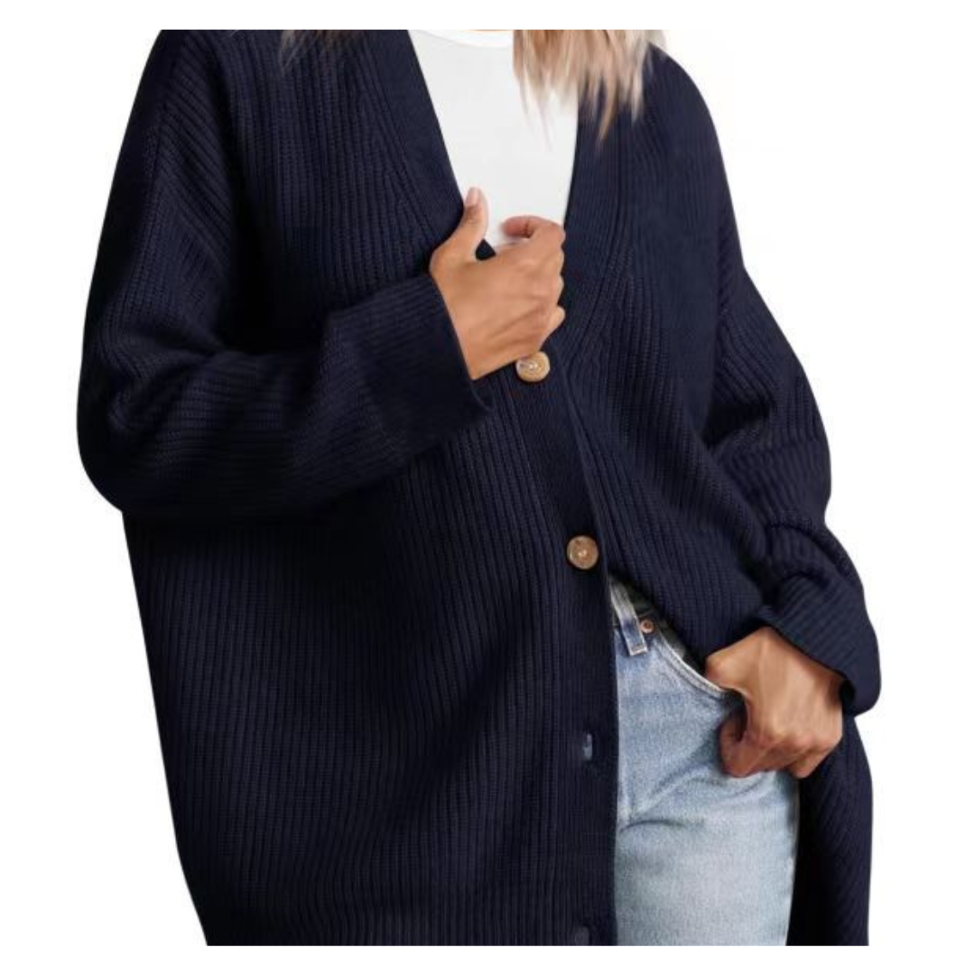 Elarova | Schicke Übergroße Strickjacke Mit Knöpfen Für Damen