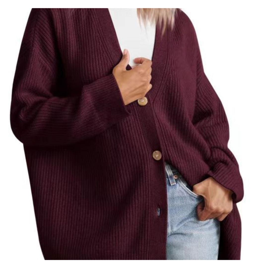 Elarova | Schicke Übergroße Strickjacke Mit Knöpfen Für Damen