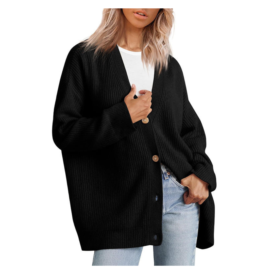 Elarova | Schicke Übergroße Strickjacke Mit Knöpfen Für Damen