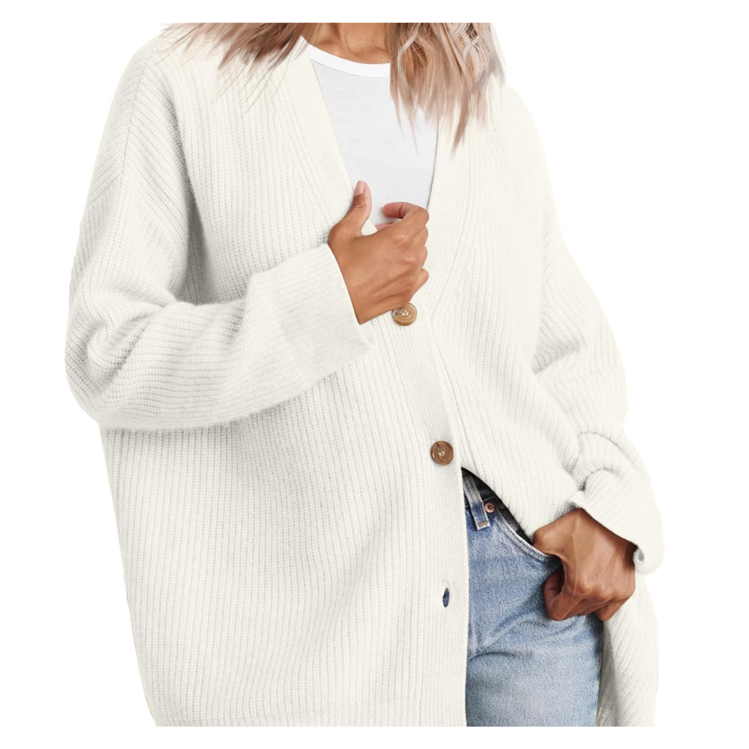 Elarova | Schicke Übergroße Strickjacke Mit Knöpfen Für Damen