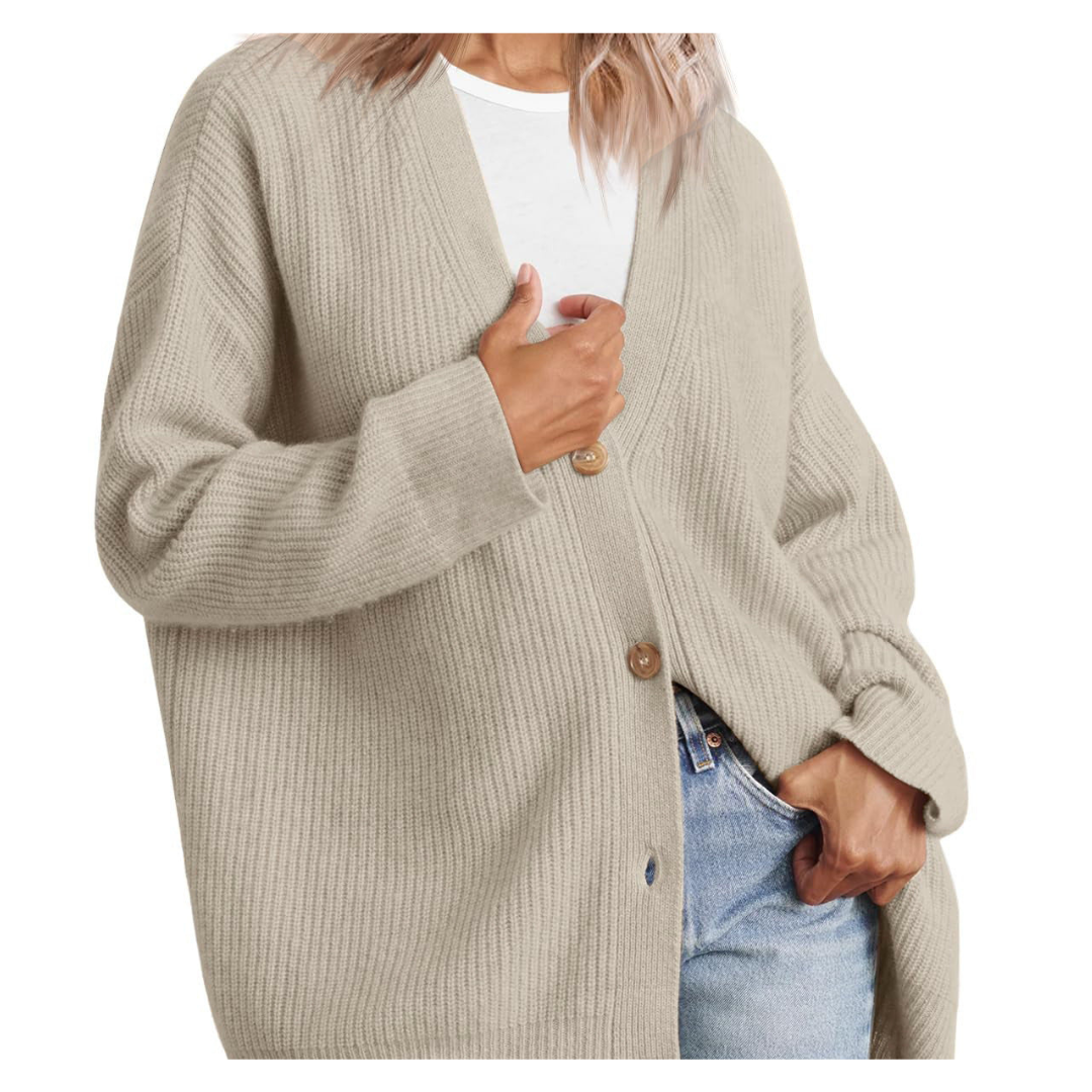 Elarova | Schicke Übergroße Strickjacke Mit Knöpfen Für Damen