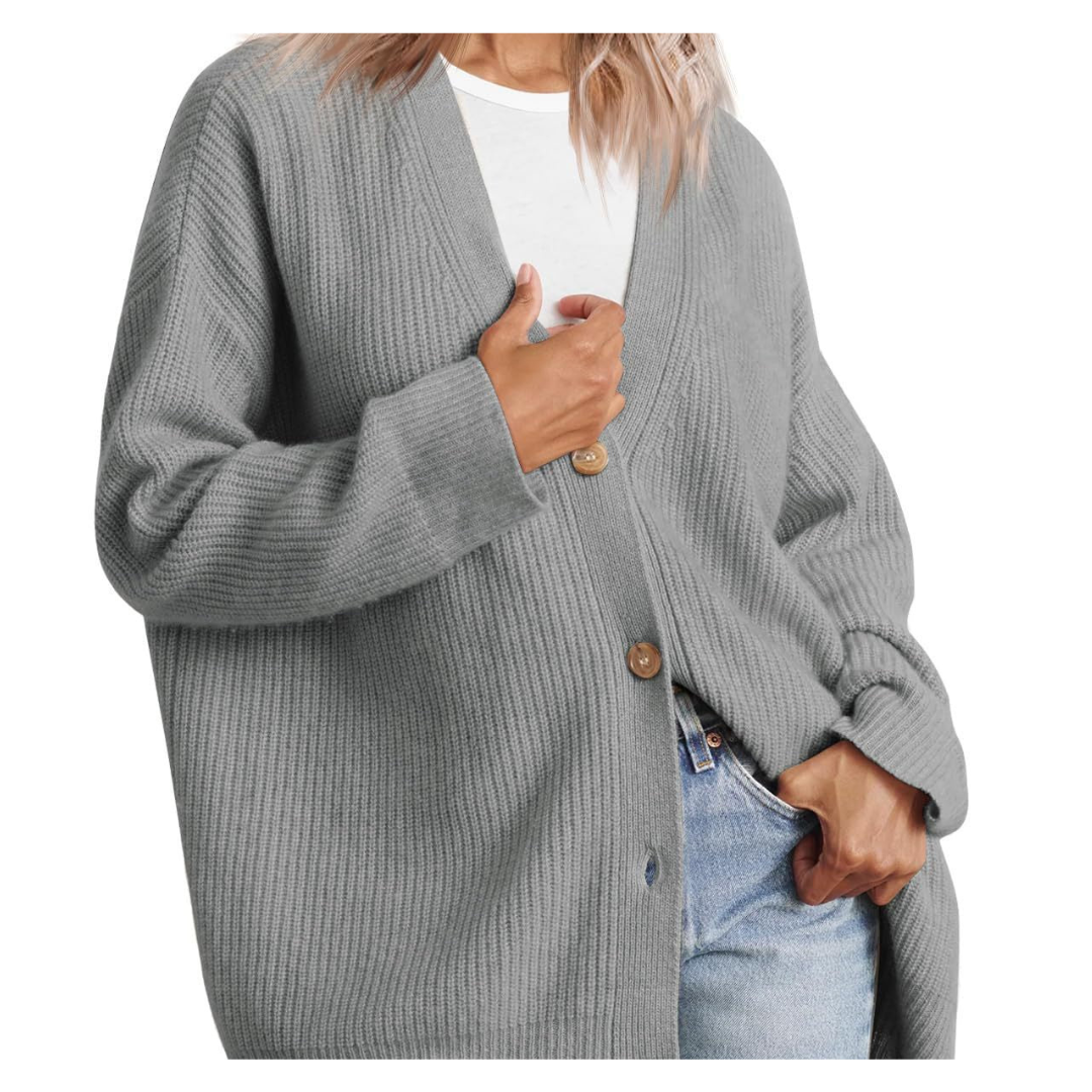 Elarova | Schicke Übergroße Strickjacke Mit Knöpfen Für Damen