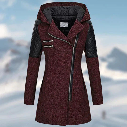 Elarova | Schicker Wintermantel mit Kapuze und Langen Reißverschluss für Frauen