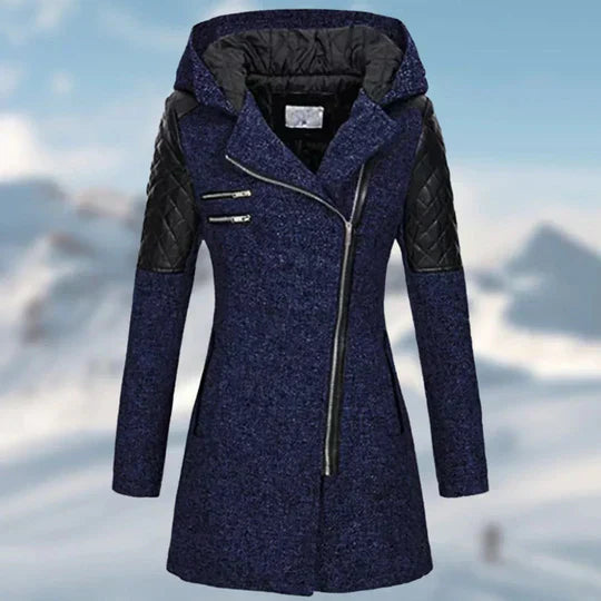 Elarova | Schicker Wintermantel mit Kapuze und Langen Reißverschluss für Frauen