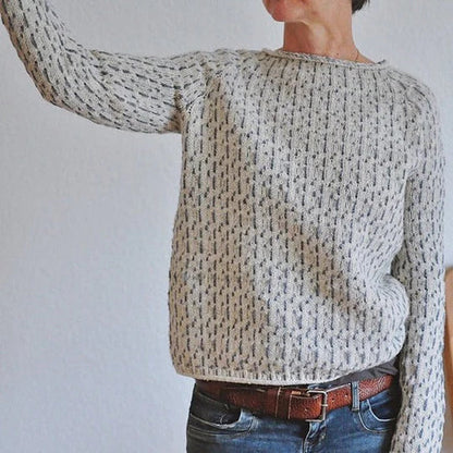 Elarova | Schicker grauer Pullover mit Rundhalsausschnitt