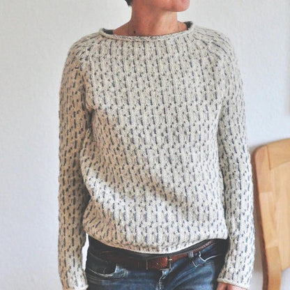Elarova | Schicker grauer Pullover mit Rundhalsausschnitt