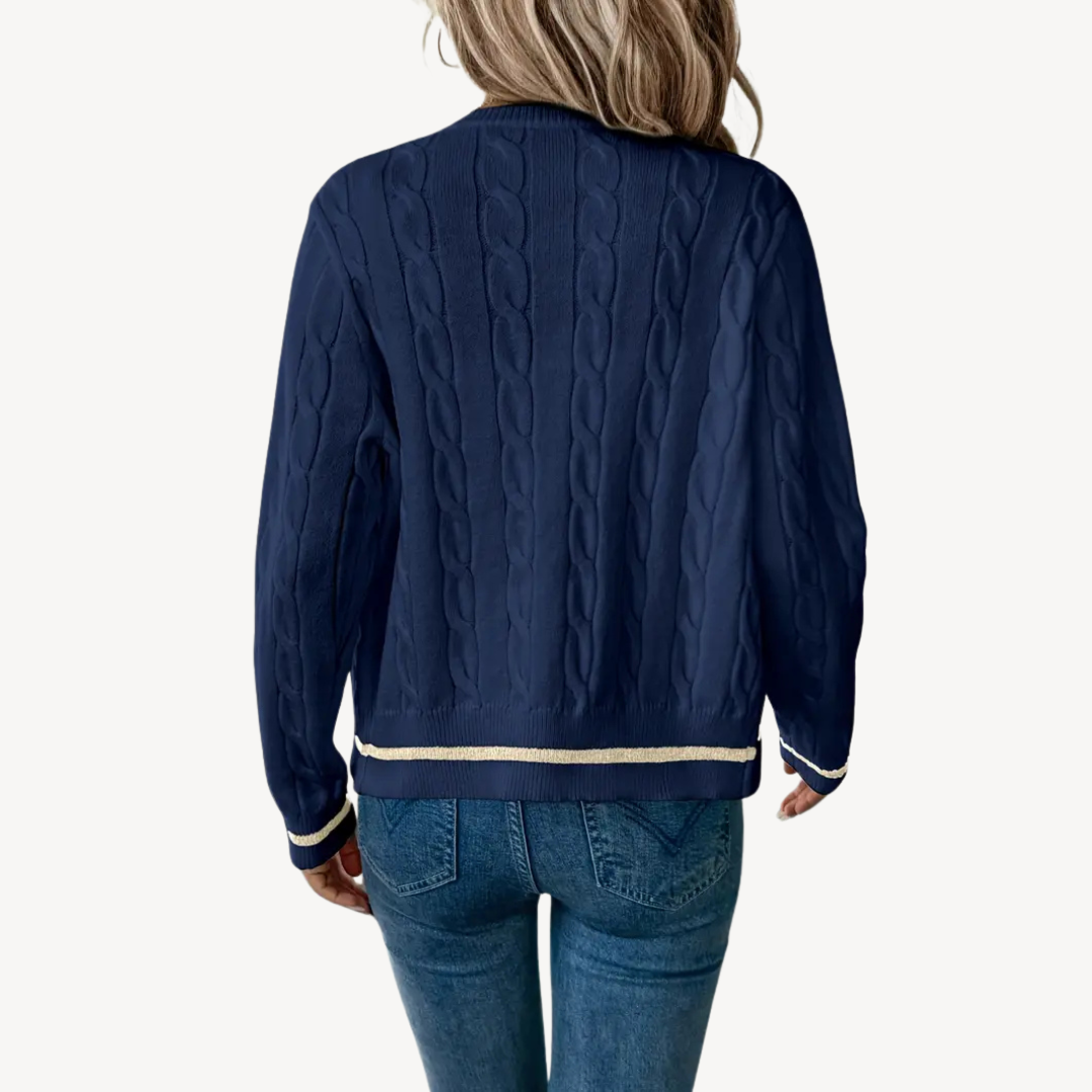 Elarova | Schlichte Langarm-Strickjacke für Damen