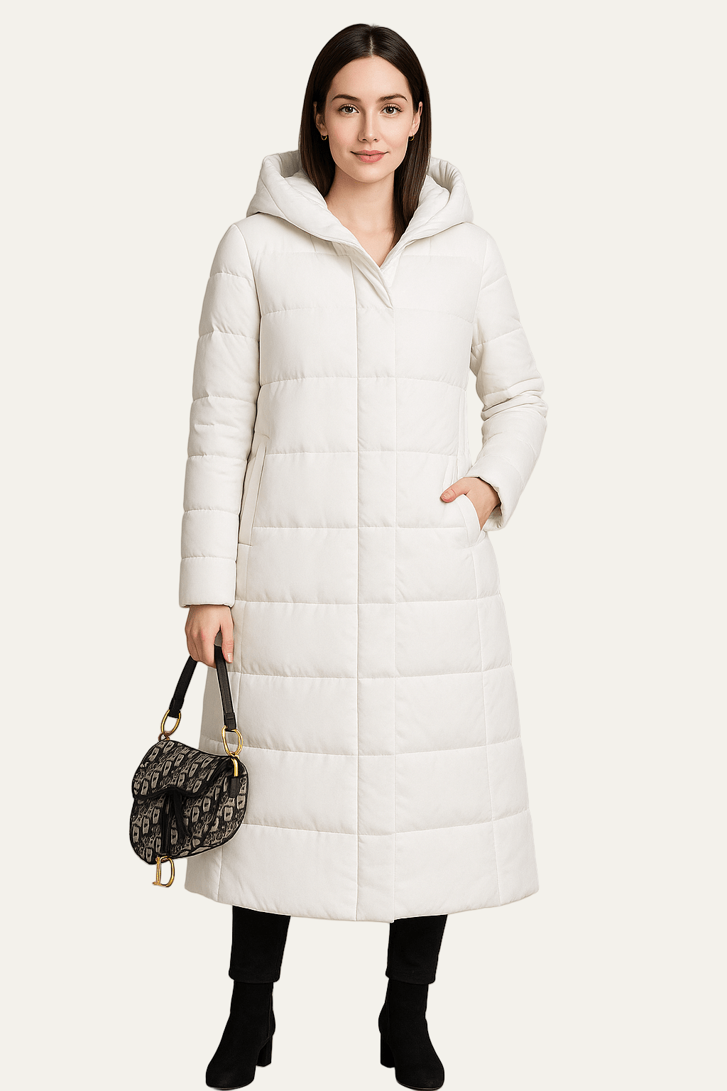 Elarova | Schmal geschnittener Damen-Maxi-Steppmantel