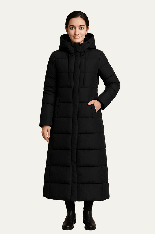 Elarova | Schmal geschnittener Damen-Maxi-Steppmantel