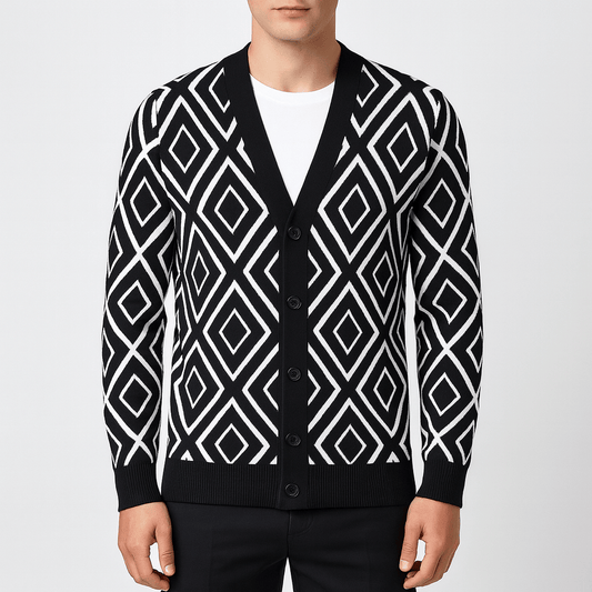 Elarova | Schmaler Jacquard-Cardigan