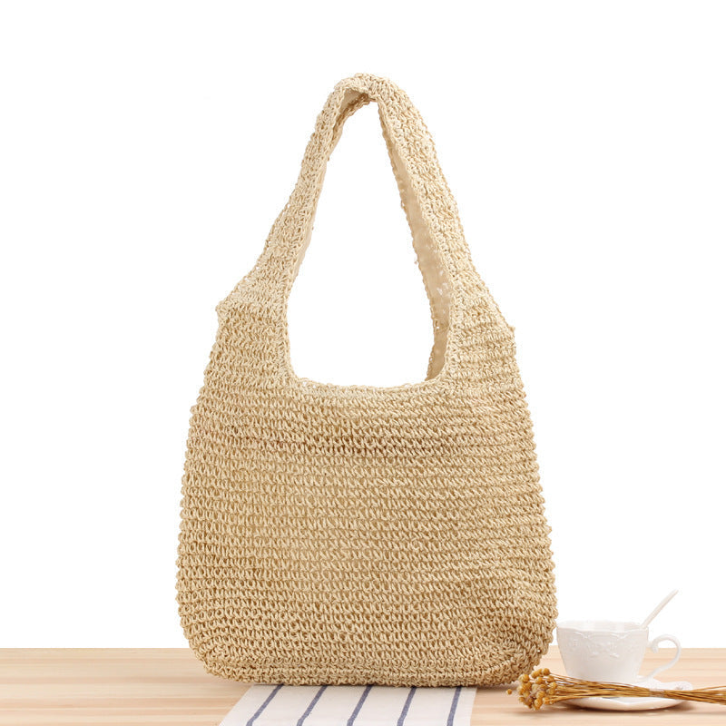 Elarova | Schultertasche Aus Geflochtenem Stroh