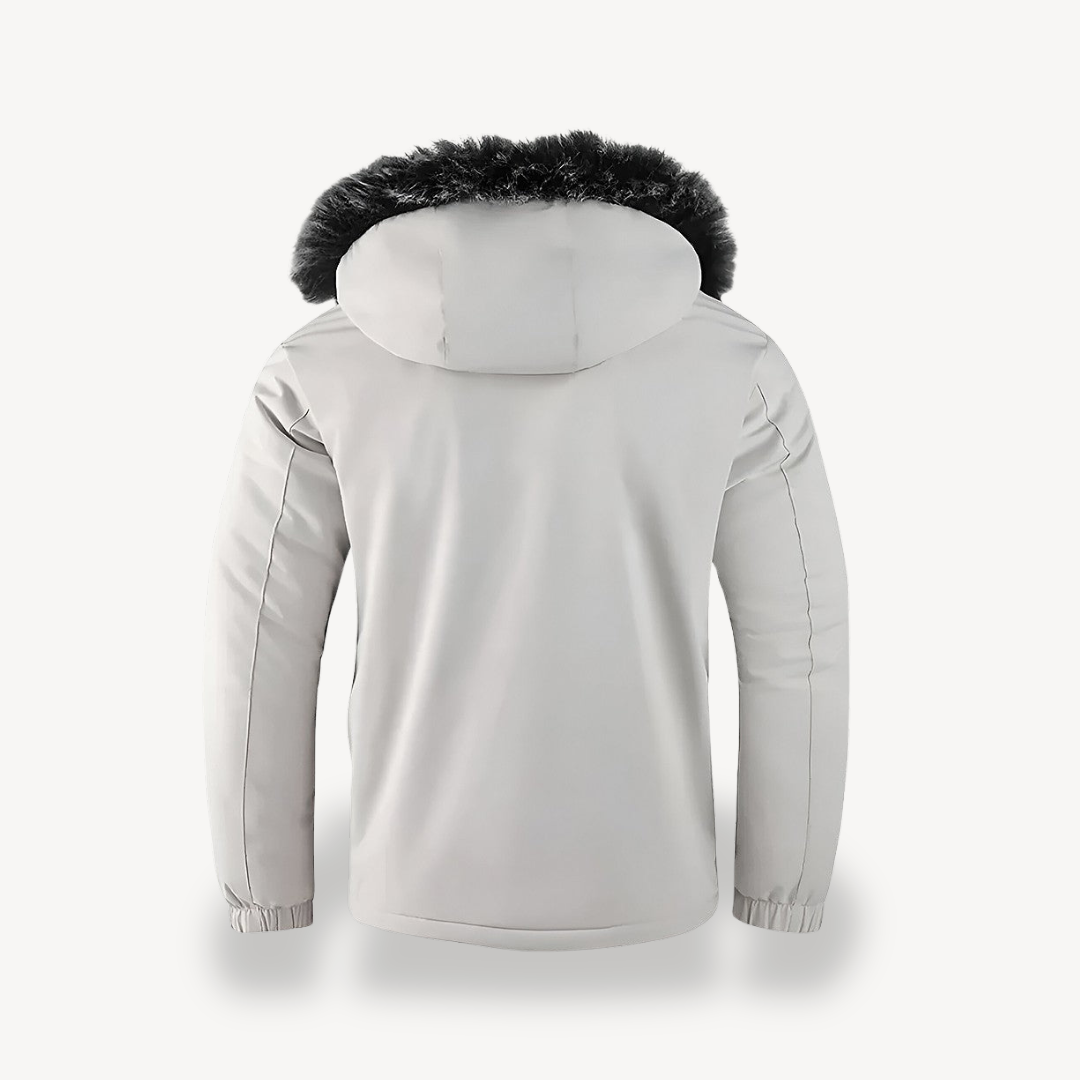 Elarova | Schwarz-weiße Parkajacke mit Kapuze für Herren