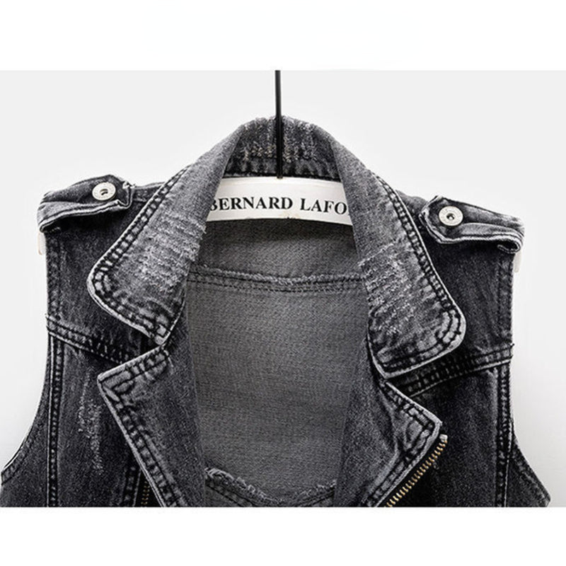 Elarova | Schwarze Denim-Weste für Damen