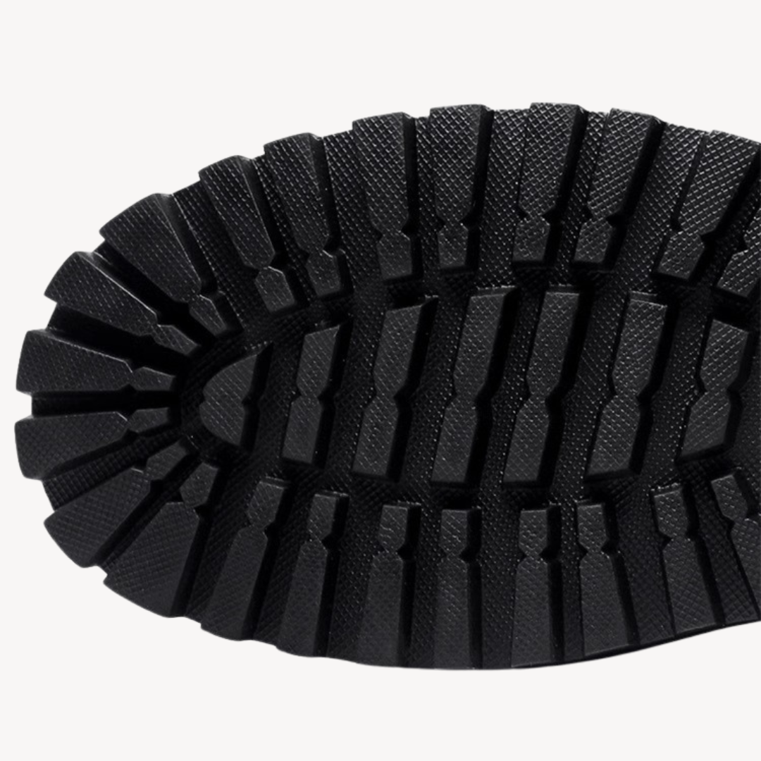 Elarova | Schwarze Kampfstiefel aus Leder für Herren – dicke Sohle