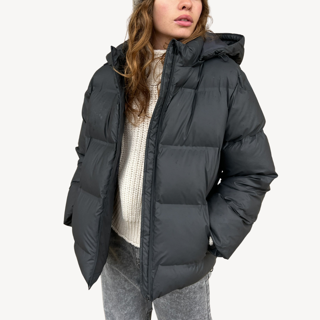 Elarova | Schwarze Pufferjacke mit Kapuze für Damen, Wintermantel aus Polyester