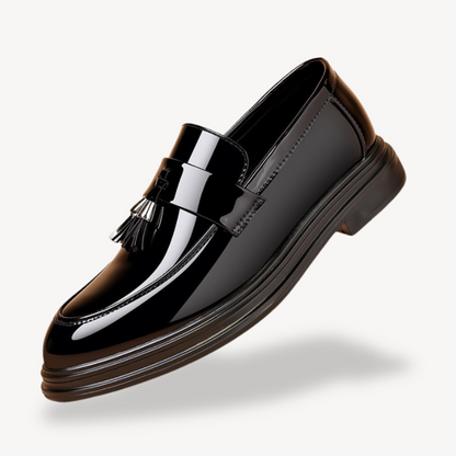 Elarova | Schwarze orthopädische Loafer mit Quaste für Herren