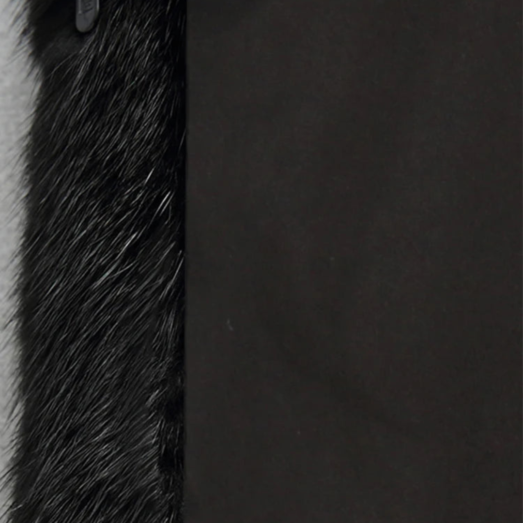 Elarova | Schwarzer Damen-Wintermantel mit Kunstpelz und Kapuze, langärmlig