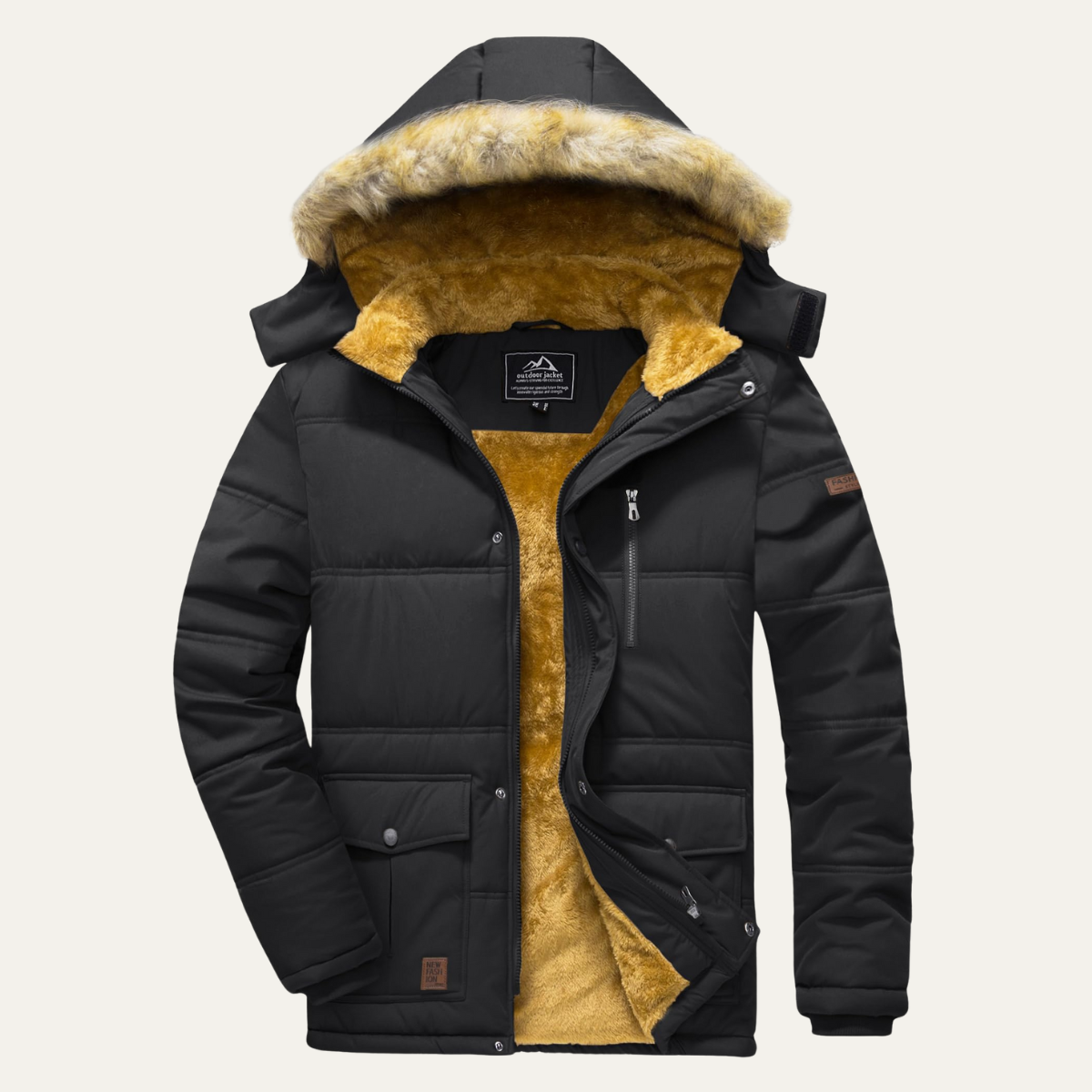Elarova | Schwerer Herren-Sherpa-Parka mit Kapuze
