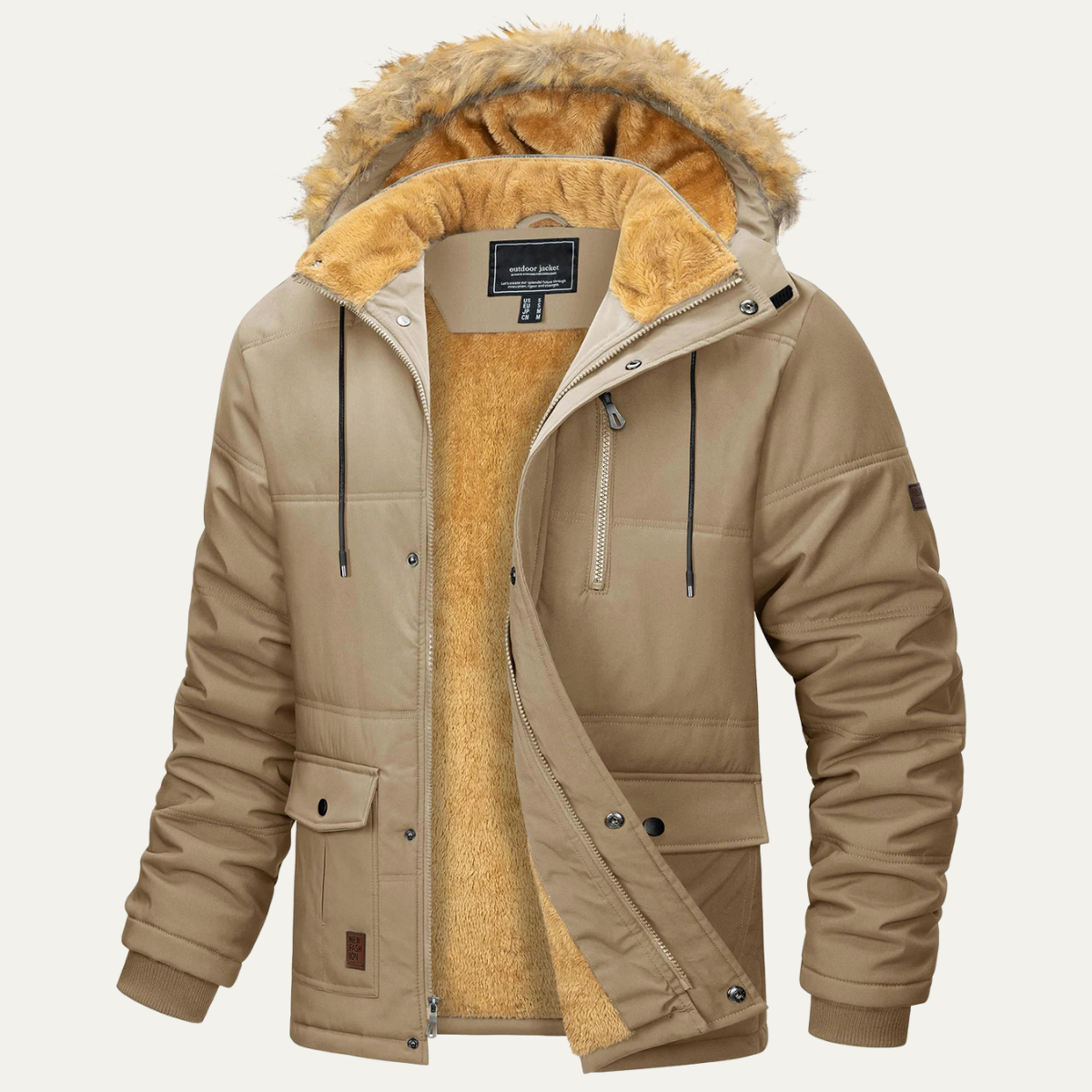 Elarova | Schwerer Herren-Sherpa-Parka mit Kapuze