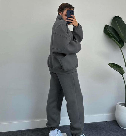 Elarova | Set aus Reißverschlussjacke und Kordelzughose für Damen