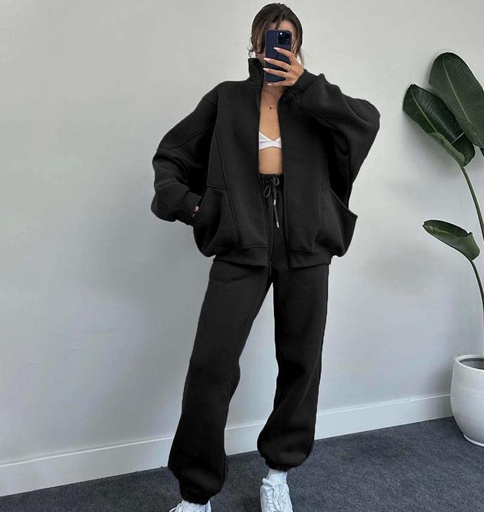 Elarova | Set aus Reißverschlussjacke und Kordelzughose für Damen