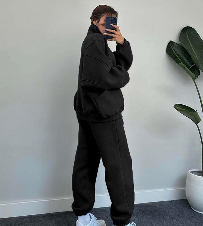 Elarova | Set aus Reißverschlussjacke und Kordelzughose für Damen