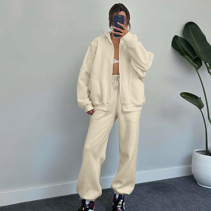 Elarova | Set aus Reißverschlussjacke und Kordelzughose für Damen