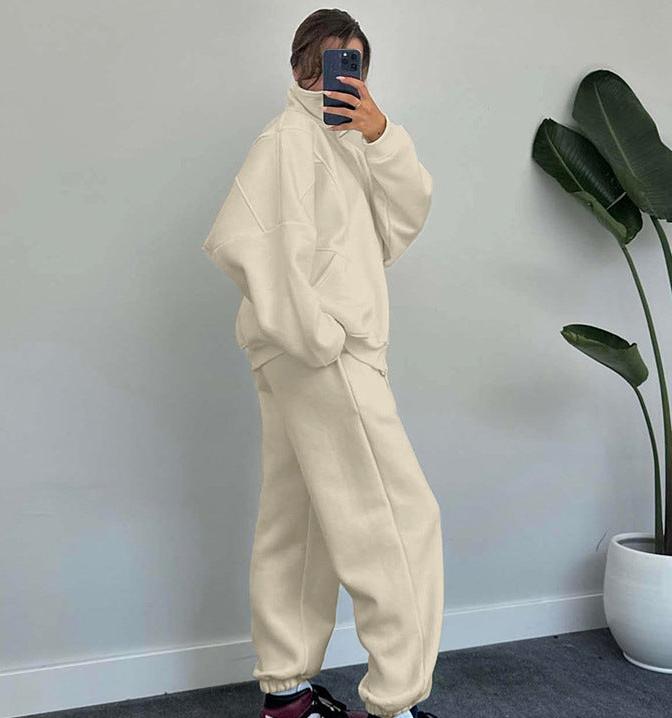 Elarova | Set aus Reißverschlussjacke und Kordelzughose für Damen