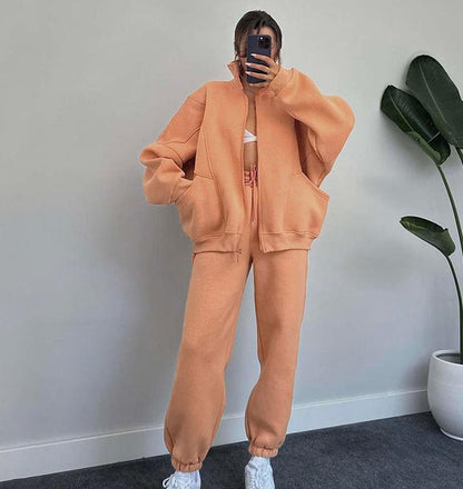 Elarova | Set aus Reißverschlussjacke und Kordelzughose für Damen