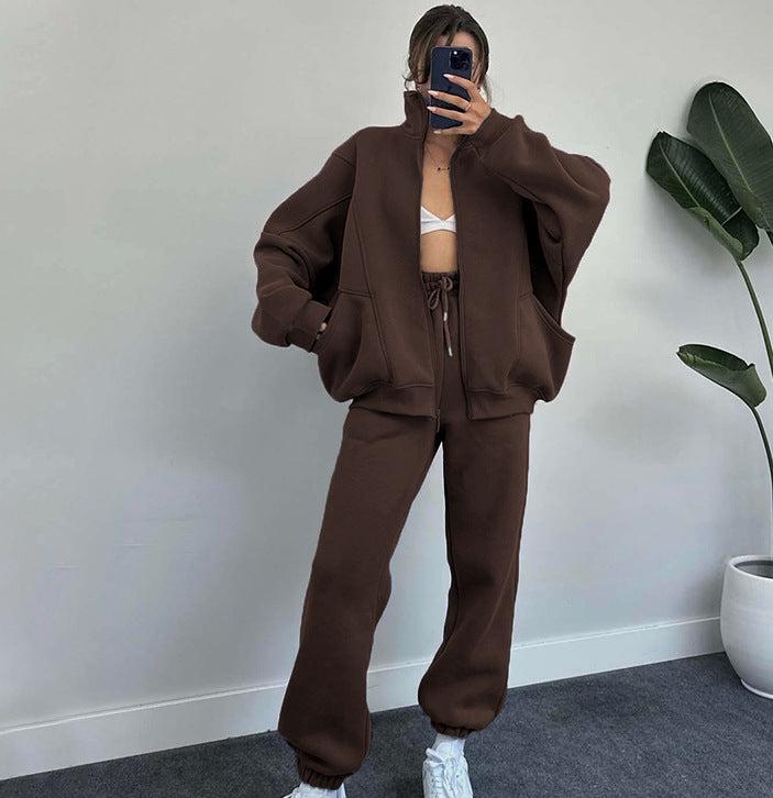 Elarova | Set aus Reißverschlussjacke und Kordelzughose für Damen