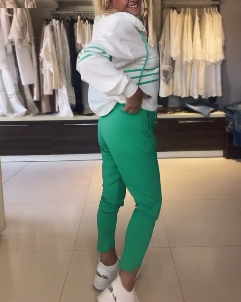 Elarova | Set aus gestreifter Hose und Kapuzenjacke