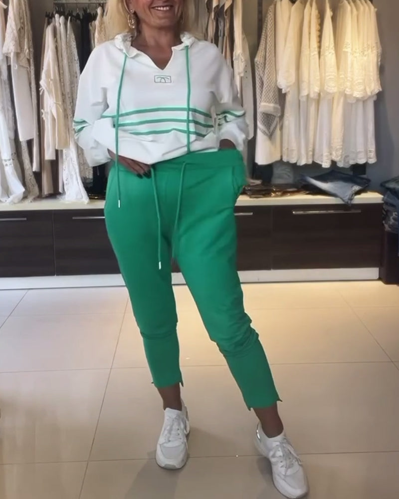 Elarova | Set aus gestreifter Hose und Kapuzenjacke