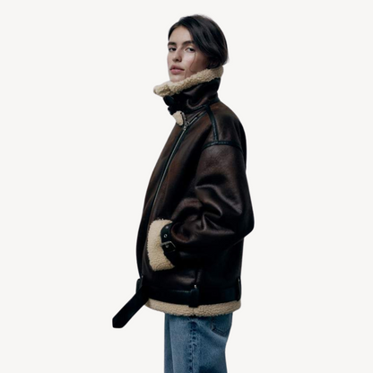 Elarova | Shearling-Bikerjacke für Damen