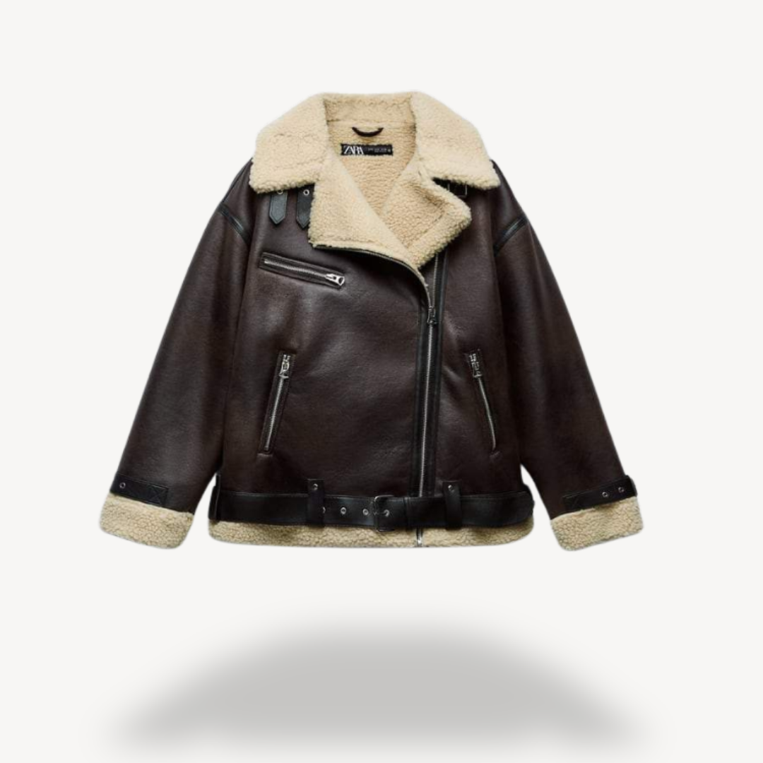 Elarova | Shearling-Bikerjacke für Damen