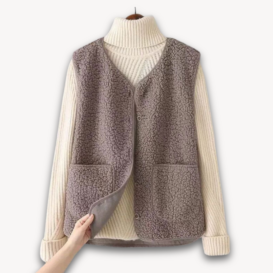 Elarova | Sherpa-Fleeceweste für Damen – Weiche, ärmellose Plüschjacke mit Taschen – Lässige Winterkleidung
